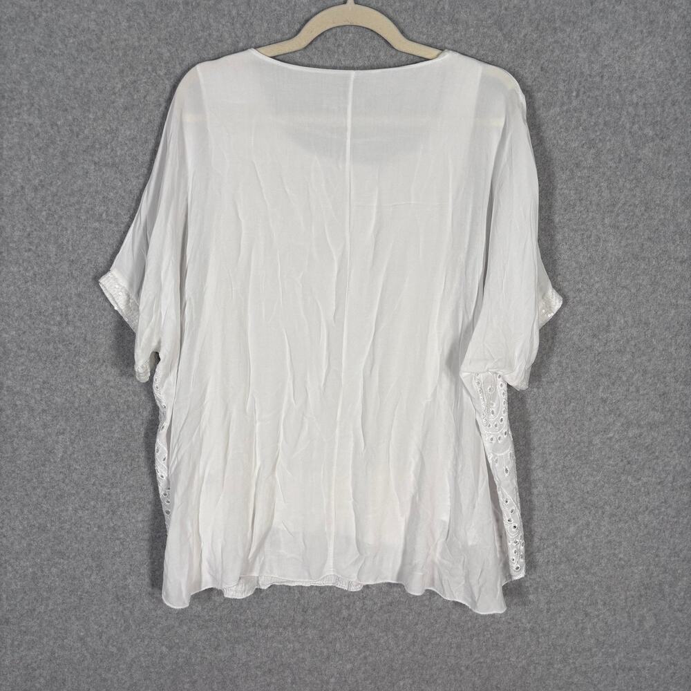 Eyelet Embroidered Top Medium Cottage Scalloped Hem Sequin Layered Made Italy - Picture 9 of 13